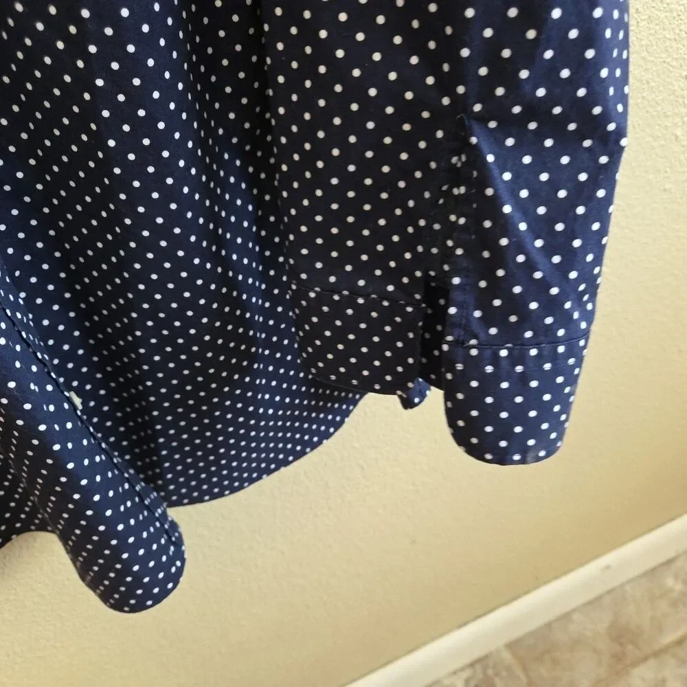 Lauren Ralph Lauren Navy Polka Dot Button 3/4 Sleeve Shirt No Iron 3X Plus Size - Picture 6 of 8